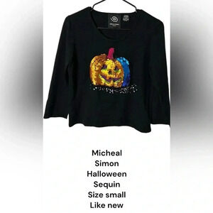 Y2K Michael Simon sequin embroidered rare pumpkin sweater,2004 pumpkin,Halloween